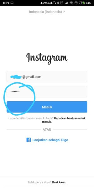 Cara mengembalikan akun Instagram yang di hack atau di bajak 1 Isi username dan password