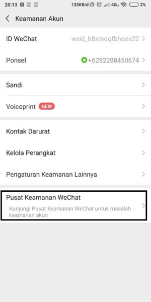 Cara menghapus (permanen) akun wechat 6 Pilih Pusat Keamanan Wechat