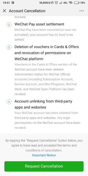 Cara menghapus (permanen) akun wechat 8 Pilih Rewuest Cancellation