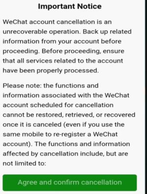Cara menghapus (permanen) akun wechat 12 Agre and Confirm Cancellation