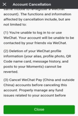 Cara menghapus (permanen) akun wechat 9 Pilih Close