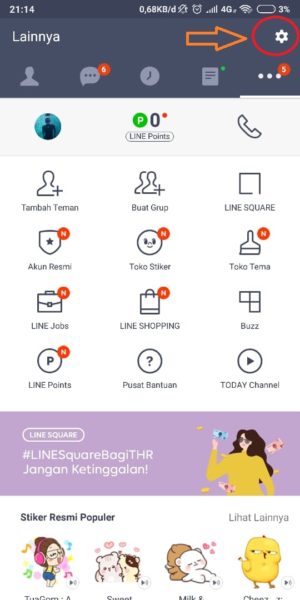 Cara berhenti menambahkan teman otomatis di Line 1 Masuk ke Setting