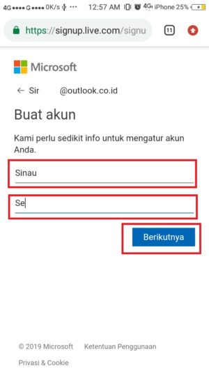 Cara membuat email Outlook atau Hotmail 5 masukkan nama depan dan nama belakang kamu