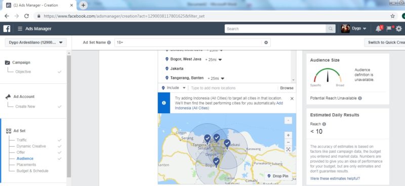 Cara membuat dan mengoptimalkan iklan di Facebook Ads 8 pilih Lokasi Target