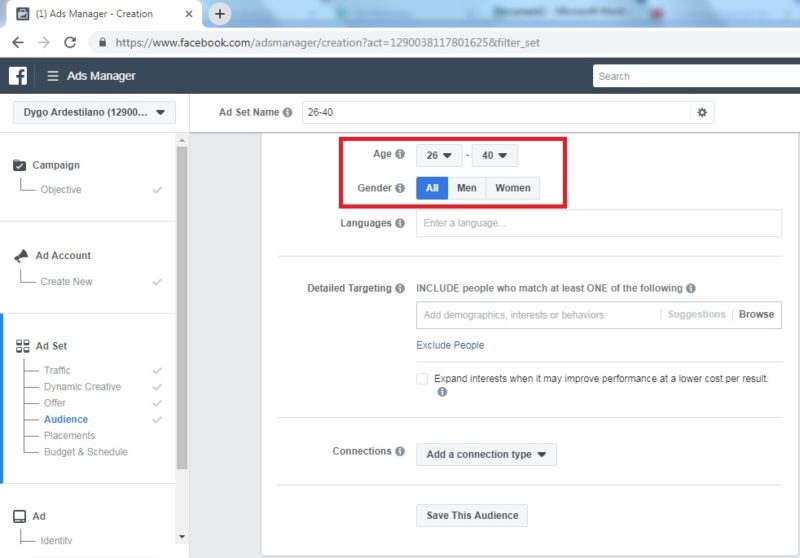 Cara membuat dan mengoptimalkan iklan di Facebook Ads 9 Masukkan Umur Target