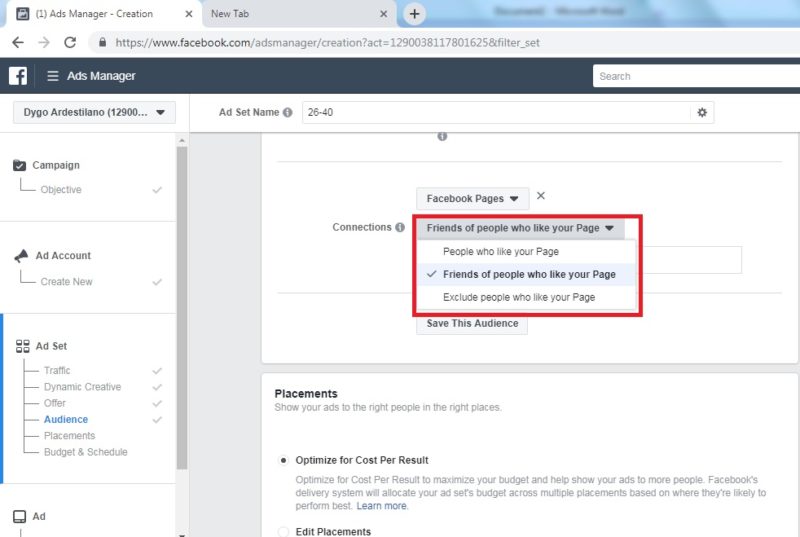 Cara membuat dan mengoptimalkan iklan di Facebook Ads 14 Pilih connection