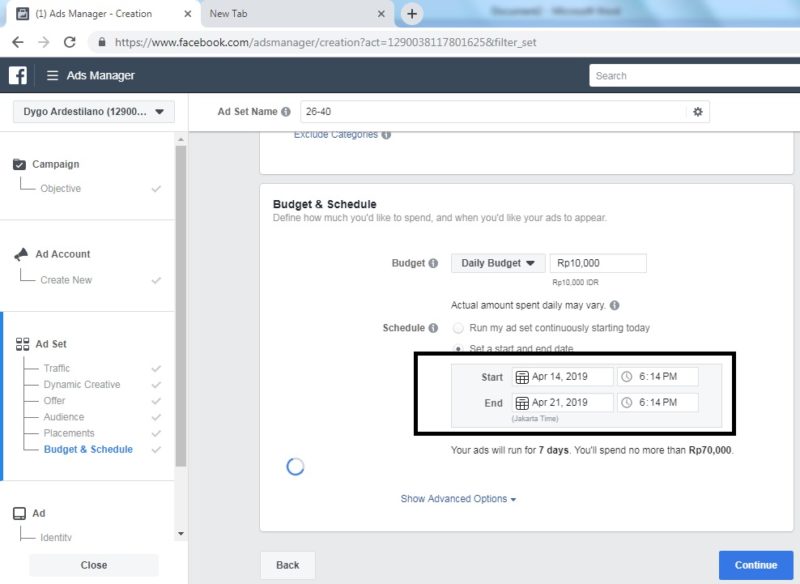 Cara membuat dan mengoptimalkan iklan di Facebook Ads 20 Menentukan Waktu Beriklan