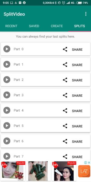 Cara menampilkan video durasi panjang di status Whatsapp 10 Split Video