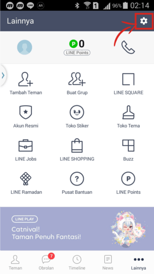 Bisakah pakai 1 akun Line di 2 HP ? 7 Di beranda, klik ikon gear Line.