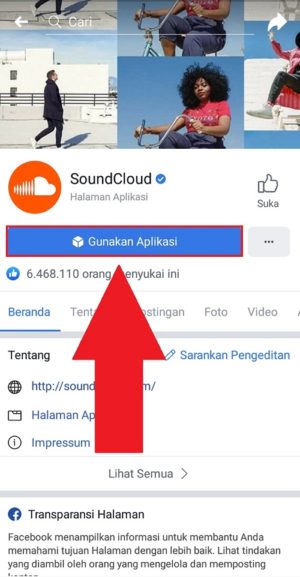 Cara upload lagu (musik) ke Facebook 10 "Gunakan aplikasi" untuk masuk ke situs resmi Soundcloud