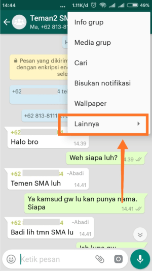 Cara memblokir grup di WhatsApp permanen 8 Langkah kedua keluar grup WhatsApp, yaitu klik lainnya.