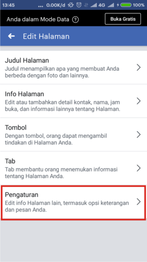 Cara membuat pesan balas otomatis (auto-reply) di Facebook Fanpage 6 Cari dan klik menu pengaturan.