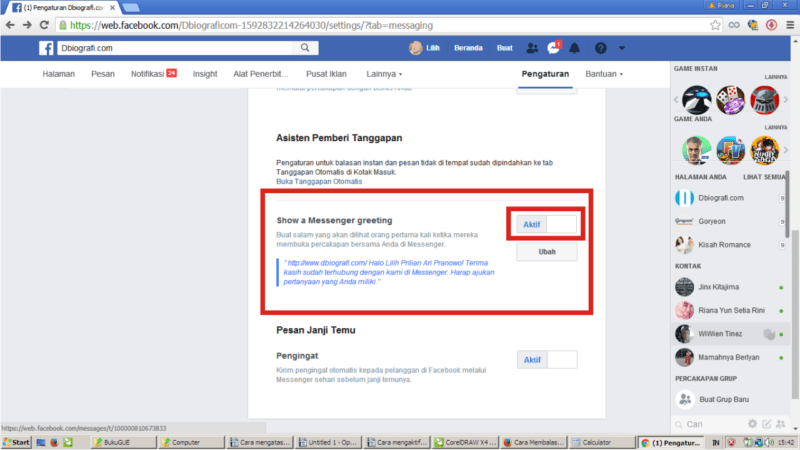 Cara membuat pesan balas otomatis (auto-reply) di Facebook Fanpage 14 Kamu aktifkan saja fitur menyapa.