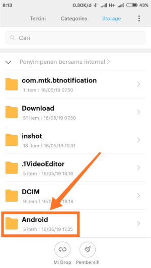 Cara mengirim voice note di DM Instagram 5 Buka File Manajer, cari folder Android.