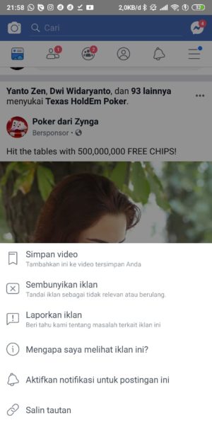 Cara download video di facebook 3 Pilih Salin Tautan