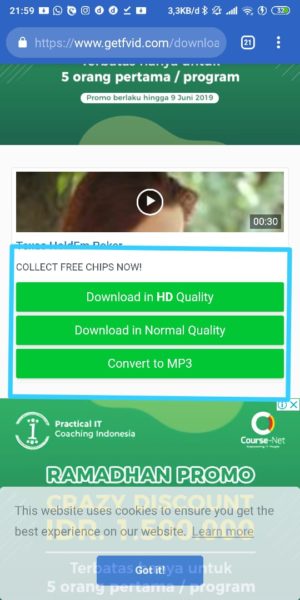 Cara download video di facebook 6 Pilih Ukuran Video