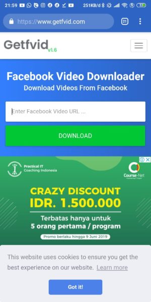 Cara download video di facebook 4 Masuk ke Getvid