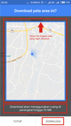 Cara menggunakan Google Maps secara offline 3 Kamu bisa menggeser dan memperbesar/memperkecil peta sesuai keinginan.