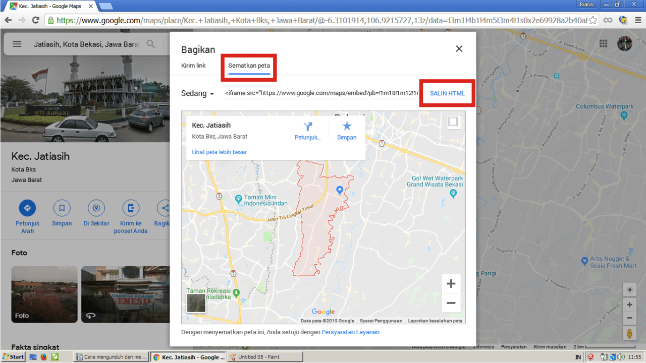 Cara menggunakan Google Maps secara offline 15 Salin kode HTML yang ada di fitur sematkan Google Maps.
