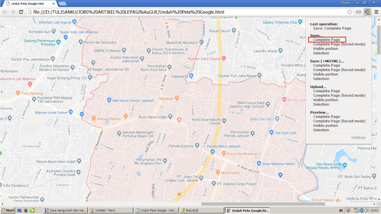 Cara menggunakan Google Maps secara offline 19 Kamu klik ikon Screengrab.