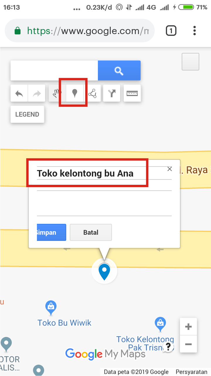 Cara menggunakan Google Maps secara offline 6 Tandai lokasi dan beri nama lokasinya.