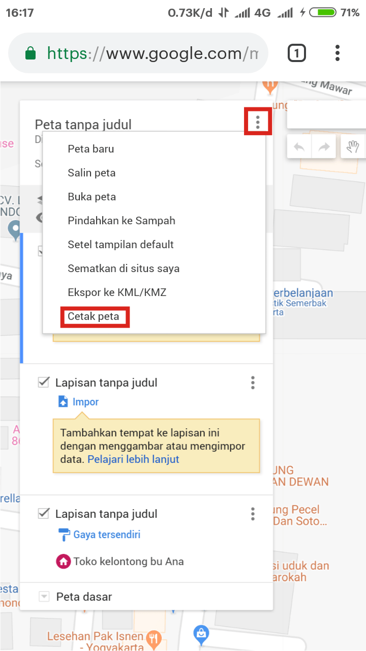 Cara menggunakan Google Maps secara offline 8 Tinggal cetak/simpan gambar peta Google Maps.