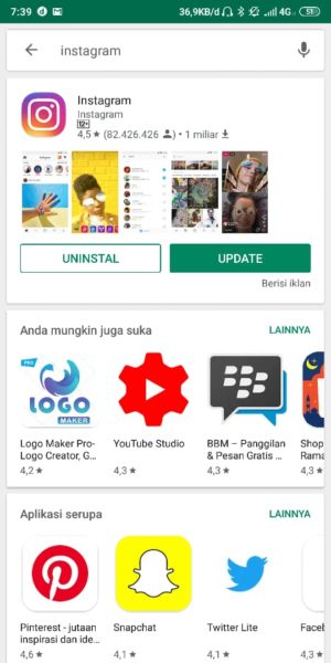 Cara menurunkan versi instagram ke versi lama 1 Hapus Instagram