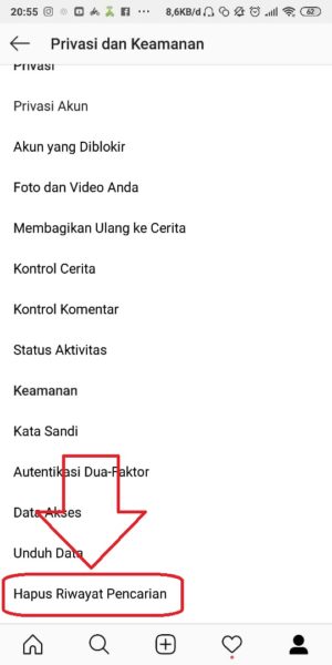 Cara menghapus riwayat pencarian di Instagram 5 Pilih Hapus Riwayat