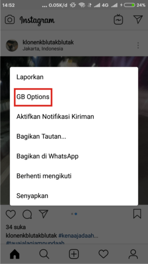 Apa itu Instagram mod? Kelebihannya dibandingkan Aplikasi Instagram biasa 6 Klik GB Options.