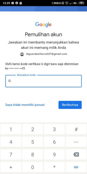 Lupa Password Gmail kamu? Ini 5 cara mengatasinya 4 Masukkan kode yang dikirim melalui SMS