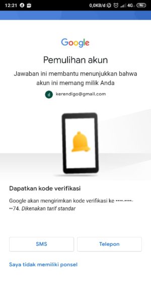 Lupa Password Gmail kamu? Ini 5 cara mengatasinya 3 Pilih SMS