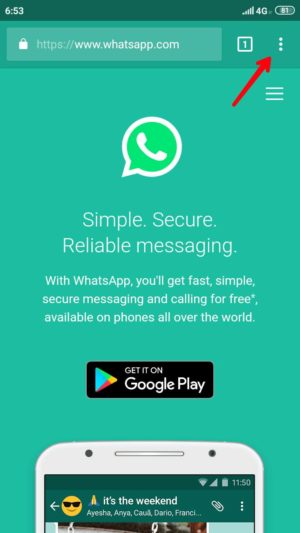 Cara login 1 akun whatsapp di 2 HP secara bersamaan 1 Tap tool titik tiga pojok kanan atas