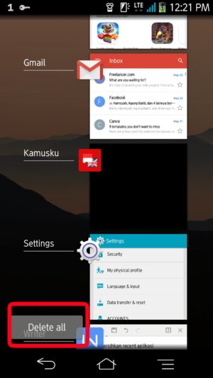 Cara mengatasi masalah "sayangnya instagram telah terhenti" 2 Delete All recent aplikasi