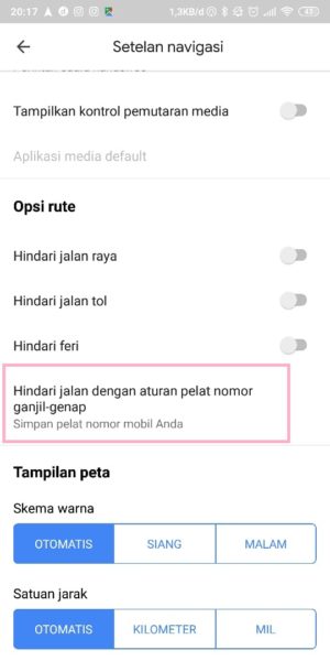 Cara setting ganjil genap di google maps 6 Pilih hindari jalan genap ganji