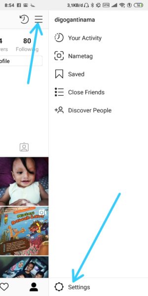 Cara memfilter dan membatasi komentar "sampah" di Instagram 2 Masuk ke Pengaturan