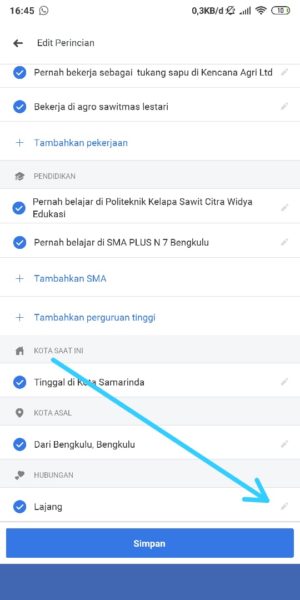 Cara menambahkan atau mengubah status hubungan facebook 9 Tap Tanda Pensil