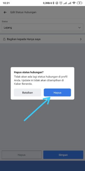 Cara menambahkan atau mengubah status hubungan facebook 35 Konfirmasi Hapus Status Facebook