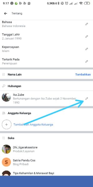 Cara menambahkan atau mengubah status hubungan facebook 27 Tap Icon Pensil