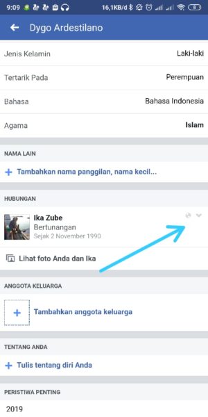Cara menambahkan atau mengubah status hubungan facebook 24 Pilih Tanda Panah