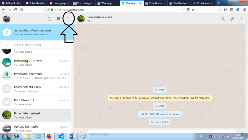 Whatsapp web tidak bisa dibuka? Susah koneksi? Ini solusinya 11 Pilih Titik 3 diatas list chat