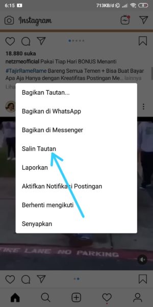 Cara download video di Instagram lewat HP atau PC 16 Pilih Salin Tautan