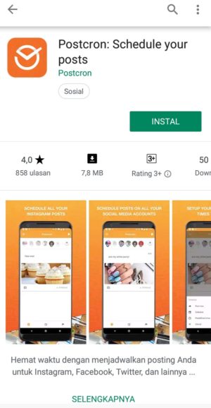 6 aplikasi untuk mengelola banyak medsos secara bersamaan 4 Tampilan aplikasi Postcron di Playstore