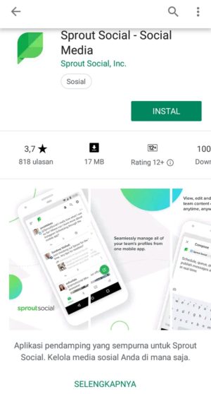 6 aplikasi untuk mengelola banyak medsos secara bersamaan 5 Tampilan aplikasi SproutSocial di Playstore