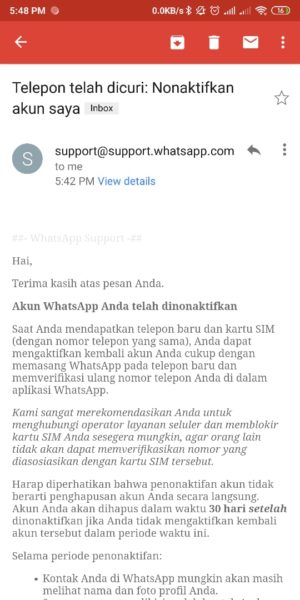 Cara menghapus akun whatsapp di hp yang hilang 12 Balasan Email dari Whatsapp