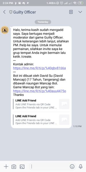 7 bot keren line yang masih aktif dan populer saat ini 5 Guilty Officer