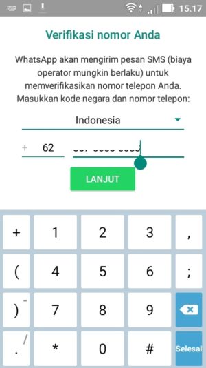 Cara backup dan restore chat WhatsApp 13 Masukkan nomor telepon yang sama antara hp baru dan hp lama dan ketuk menu “Lanjut”