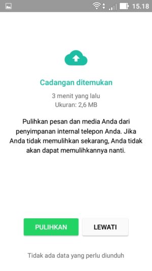 Cara backup dan restore chat WhatsApp 17 Ketuk menu “Pulihkan”