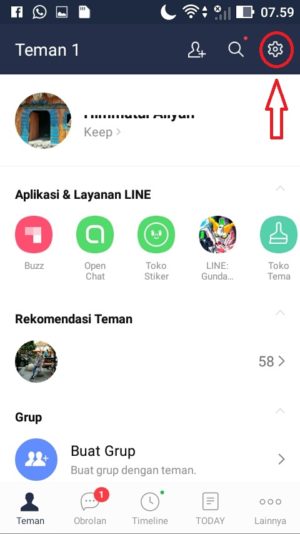 Cara mengganti ID LINE tanpa ganti nomor 17 pilih menu pengaturan yang bergambar gerigi