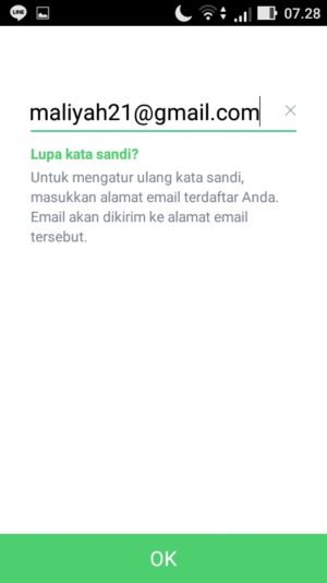 Lupa password LINE kamu? Ini dia solusinya 6 Masukkan alamat email terdaftar dan ketuk menu “OK”