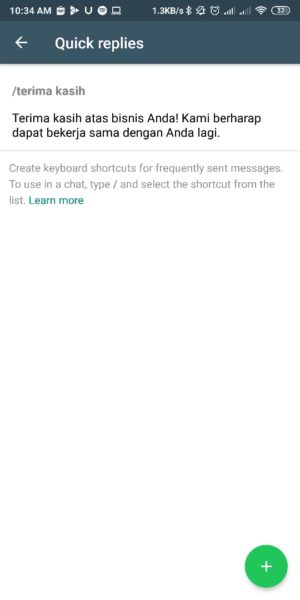 #9 perbedaan aplikasi Whatsapp Bisnis dengan Whatsapp Biasa 13 Fitur Quick Reply